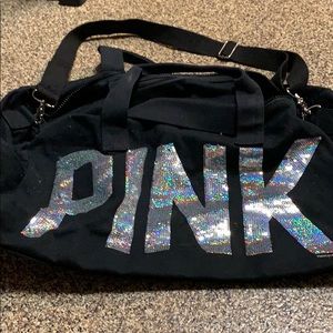 Pink duffel bag